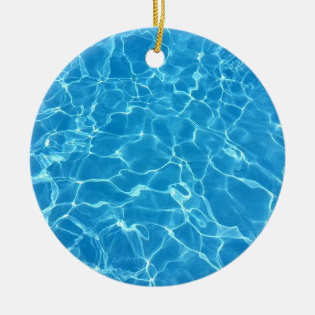 Blue Water Texture Ceramic Ornament (Front)