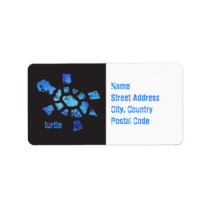 Blue Water Turtle Label