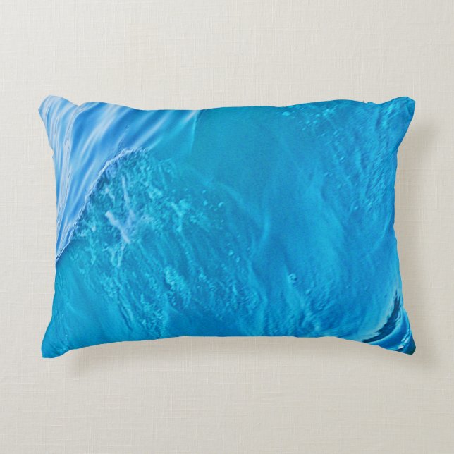 Blue water wave accent pillow (Front)
