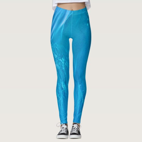 Blue water wave leggings