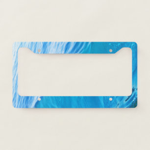 Blue water wave license plate frame