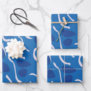 Blue Water Waves Abstract Pattern Wrapping Paper Sheets