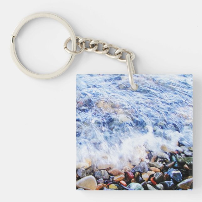 Blue water waving keychain (Front)