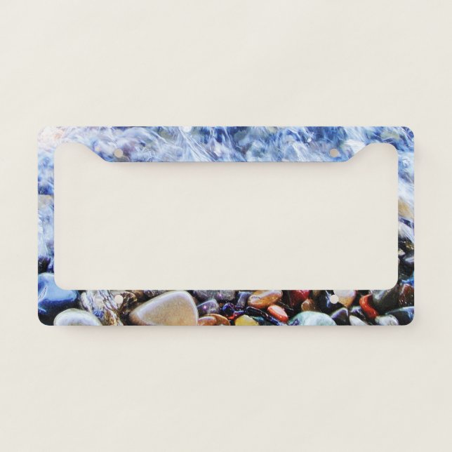 Blue water waving  license plate frame (Front)