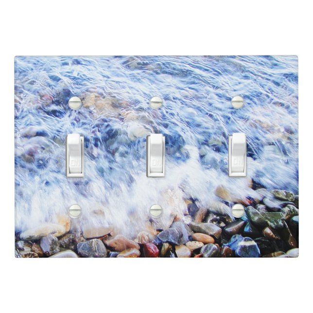 Blue water waving light switch cover (In Situ)