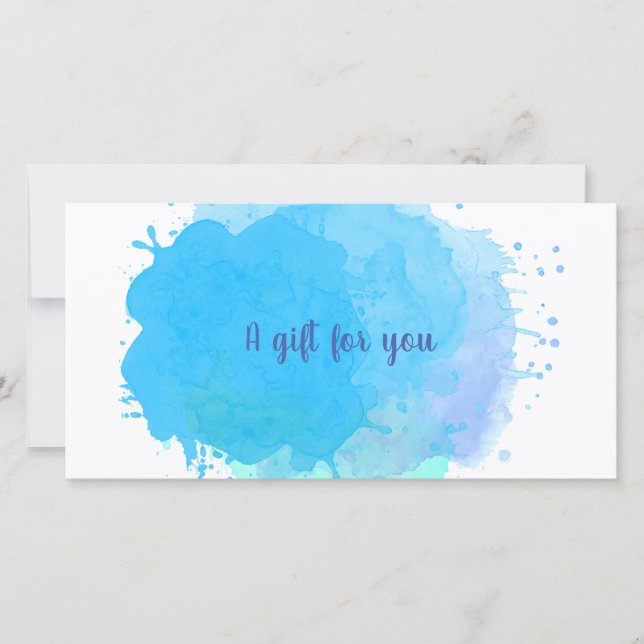 Blue Watercolor Abstract Business Gift Certificate (Front)