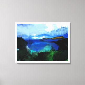 Blue Watercolor Abstract Landscape Canvas Print