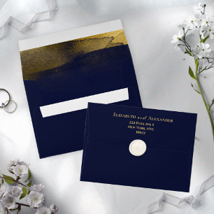 Blue Watercolor Abstract Liner & Return Address Envelope