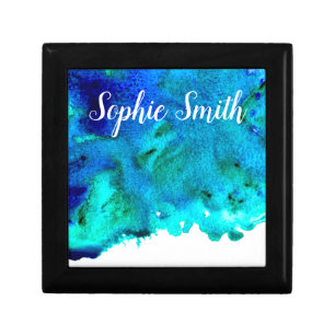 Blue watercolor abstract ocean design gift box