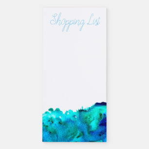 Blue watercolor abstract ocean design magnetic notepad