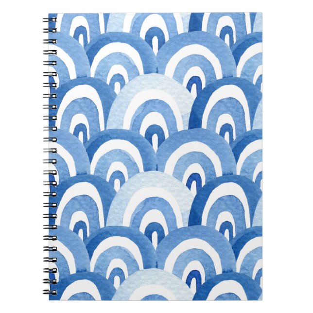 Blue Watercolor: Abstract Sea Waves Notebook (Front)
