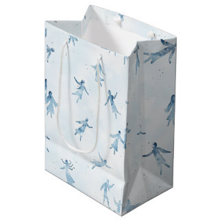 Blue Watercolor Abstract Silhouettes Medium Gift Bag