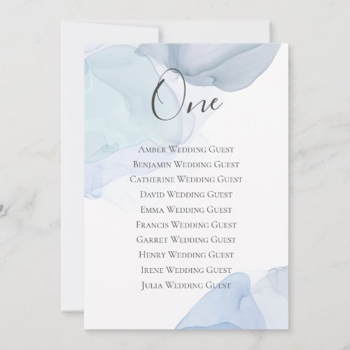 Blue Watercolor Abstract Table One Seating Card