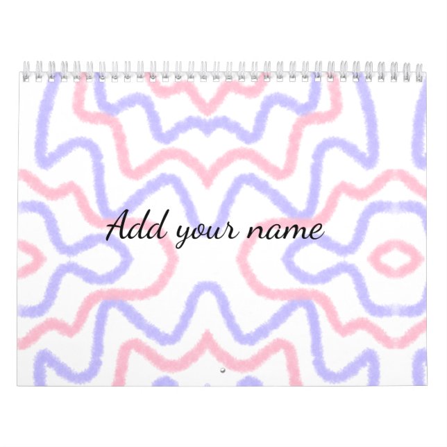 Blue watercolor add name text message here lines calendar (Cover)