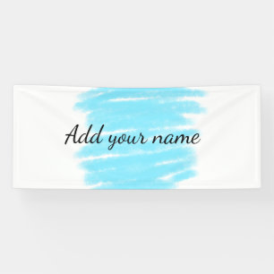 Blue watercolor add name text message here throw  banner