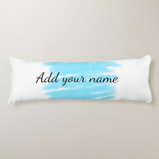 Blue watercolor add name text message here throw body pillow