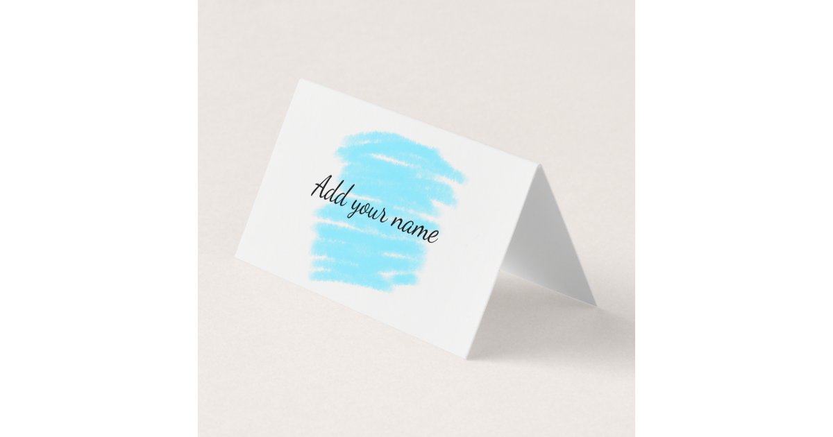 Blue watercolor add name text message here throw business card | Zazzle