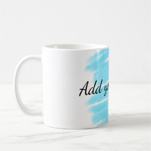 Blue watercolor add name text message here throw coffee mug