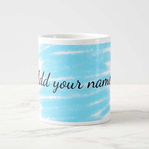 Blue watercolor add name text message here throw  giant coffee mug