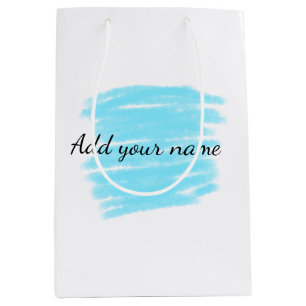 Blue watercolor add name text message here throw medium gift bag
