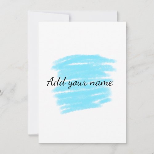 Blue watercolor add name text message here throw  note card