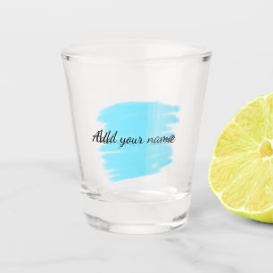 Blue watercolor add name text message here throw shot glass