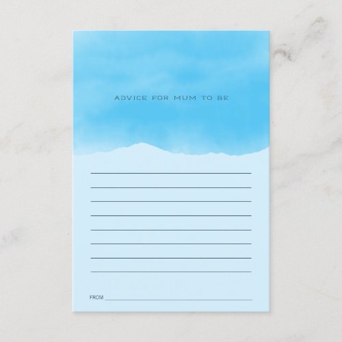 Blue watercolor Advice for Mum Baby Shower Enclosure Card