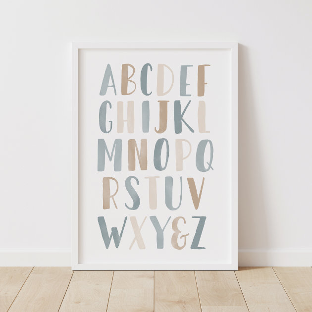Blue Watercolor Alphabet Neutral Nursery Decor Zazzle