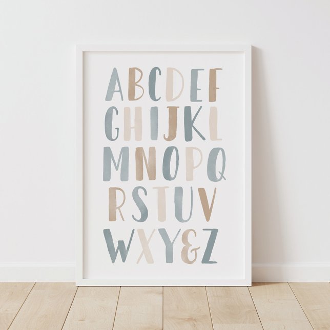 Blue Watercolor Alphabet Neutral Nursery Decor (Creator Uploaded)