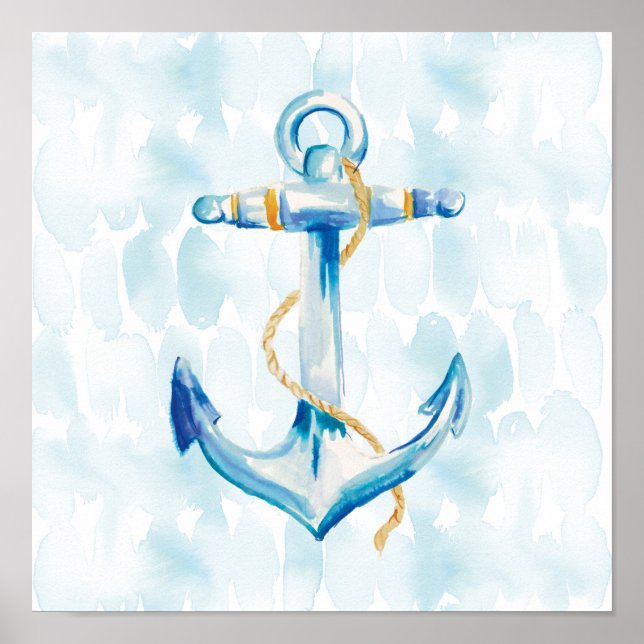 Blue Watercolor Anchor 3 Poster (Front)