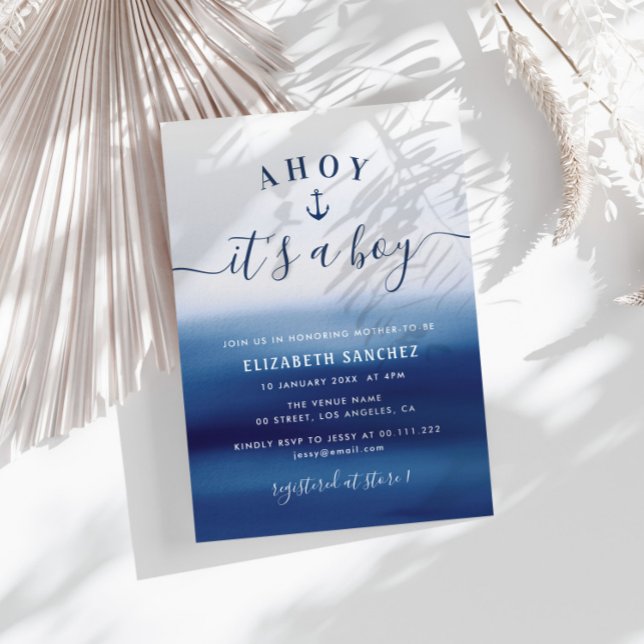blue watercolor anchor baby shower invitation (Creator Uploaded)