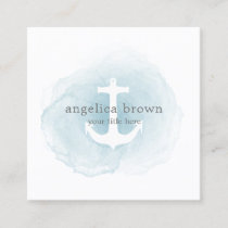 Blue Watercolor Anchor Business Card