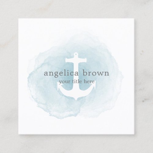 Blue Watercolor Anchor Business Card