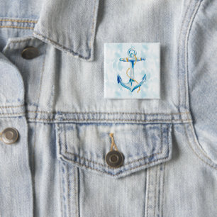 Blue Watercolor Anchor Button