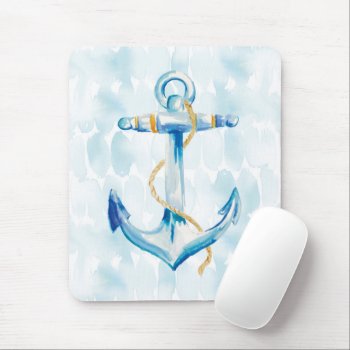 Blue Watercolor Anchor Mouse Pad by wildapple at Zazzle