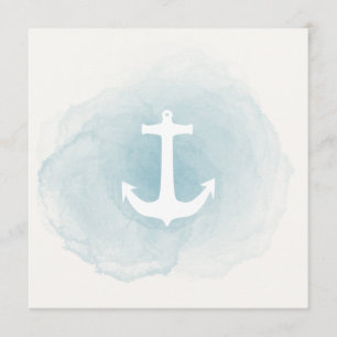 Blue Watercolor Anchor Nautical Invitation