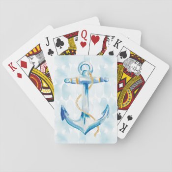Blue Watercolor Anchor Playing Cards by wildapple at Zazzle