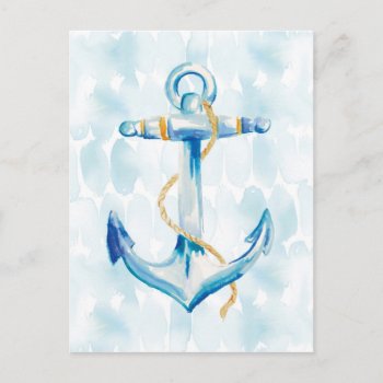 Blue Watercolor Anchor Postcard by wildapple at Zazzle
