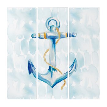 Blue Watercolor Anchor Triptych by wildapple at Zazzle
