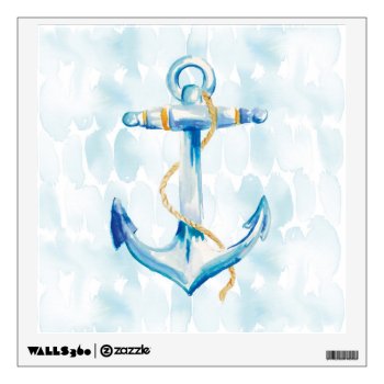 Blue Watercolor Anchor Wall Decal by wildapple at Zazzle