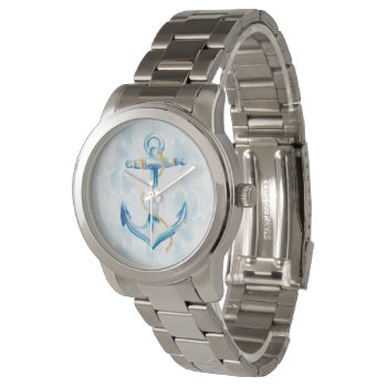 Blue Watercolor Anchor Watch by wildapple at Zazzle