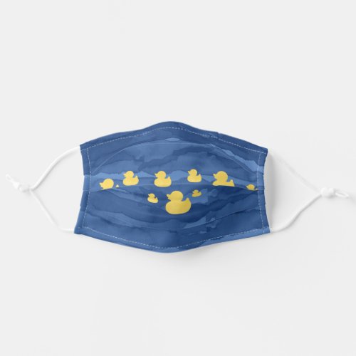 Blue Watercolor and Yellow Ducks Adult Cloth Face Mask