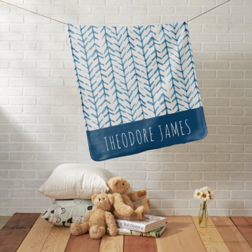 Blue Watercolor Arrows Custom Name Baby Blanket