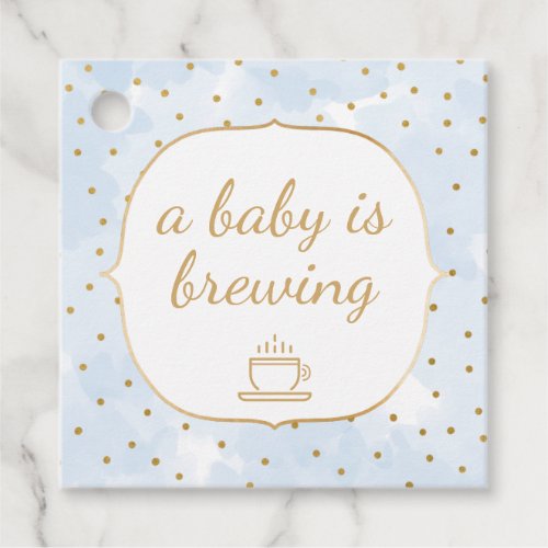 Blue Watercolor baby is brewing baby shower favor Favor Tags