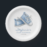 Blue Watercolor Baby Shoes It's a Boy Baby Shower Paper Plates<br><div class="desc">Invite guests to your event with these customizable baby shower paper plates. It features watercolor illustration of adorable blue baby booties. Personalize by adding your details. These blue baby shower paper plates are perfect for It's a Boy baby showers.</div>