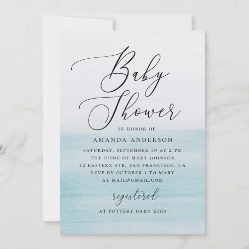 Blue Watercolor Baby Shower | Elegant Coastal
