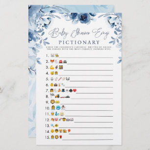 Blue Watercolor Baby Shower Emoji Game