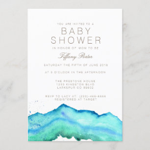 Blue Watercolor Baby Shower Invitation