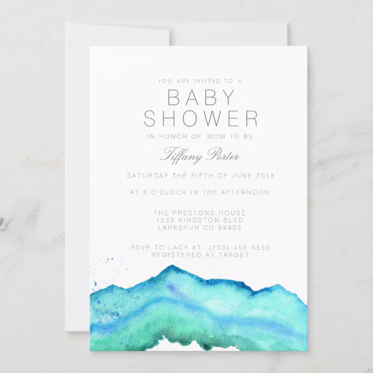 Blue Watercolor Baby Shower Invitation Zazzle