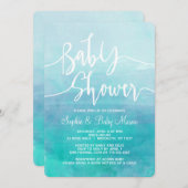 Blue Watercolor Baby Shower Invitation Baby Boy (Front/Back)